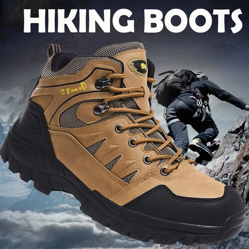 Brand Mens Hiking Shoes Outdoor Waterproof Non-slip Hiking Boots Sports Camping Trekking Sneakers Male Mountain Shoes Work Boots