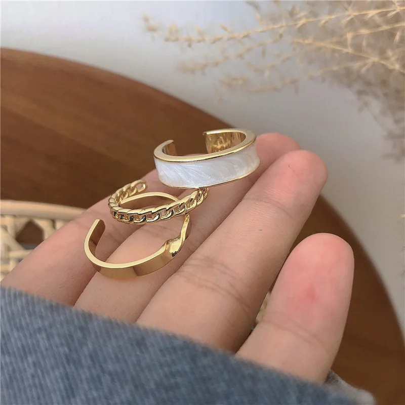 

2021 New Gothic Bohemia Three Piece Opening Rings for Woman Fashion Jewelry European and American Wedding Party Sexy Ring Set