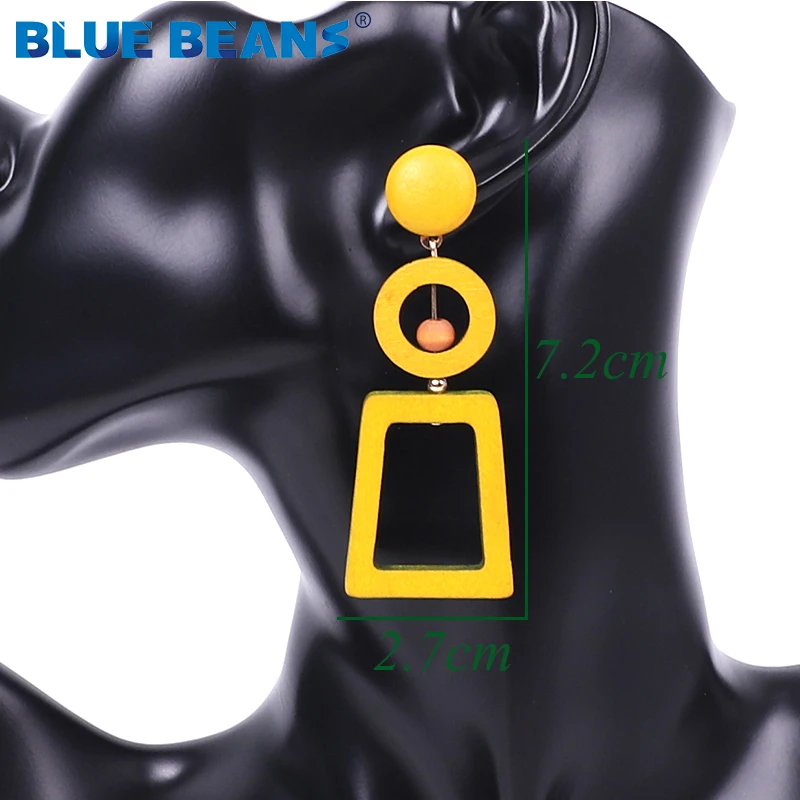 Женские серьги с подвесками BLUE BEANS деревянные в Корейском стиле красными 2020 |