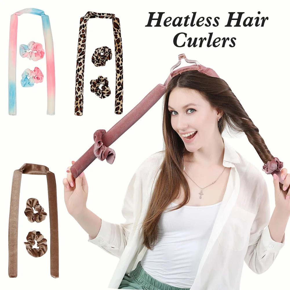 

Heatless Curling Rod Headband No Heat Curl With Hair Clips Sleeping Curls Silk Ribbon Hair Rollers Make Hair Curly DIY Styling