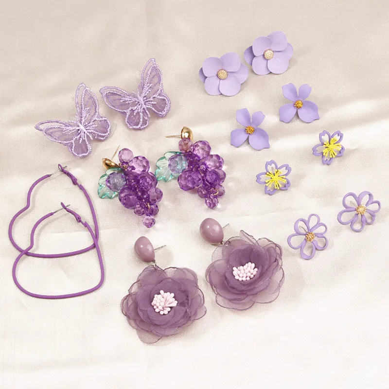 8 видов стилей милые серьги в виде виноградных косточек корейские фиолетовые