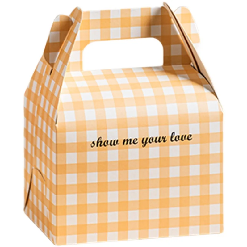 

10pcs High Quality Plaid Baking Portable Pastry Box Mousse Melaleuca Cake Packaging Box DIY Biscuit Candy Chocolate Gift Box