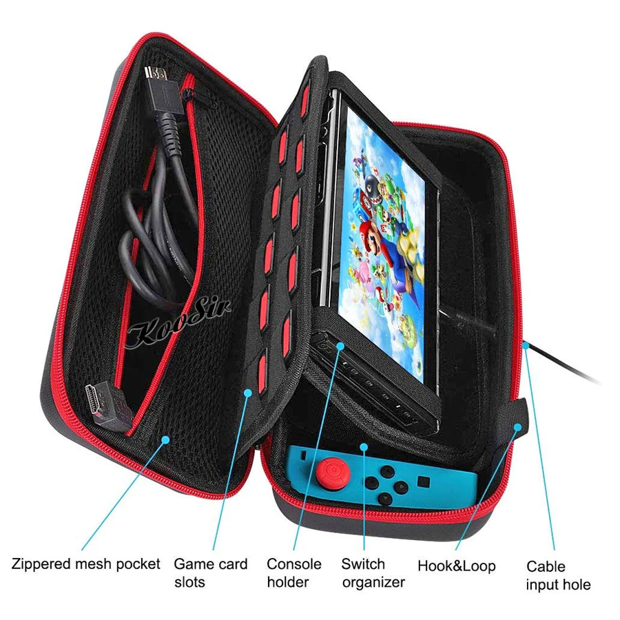 Большая сумка для хранения аксессуаров Nintendo Switch чехол переноски + 4 колпачка Joycon