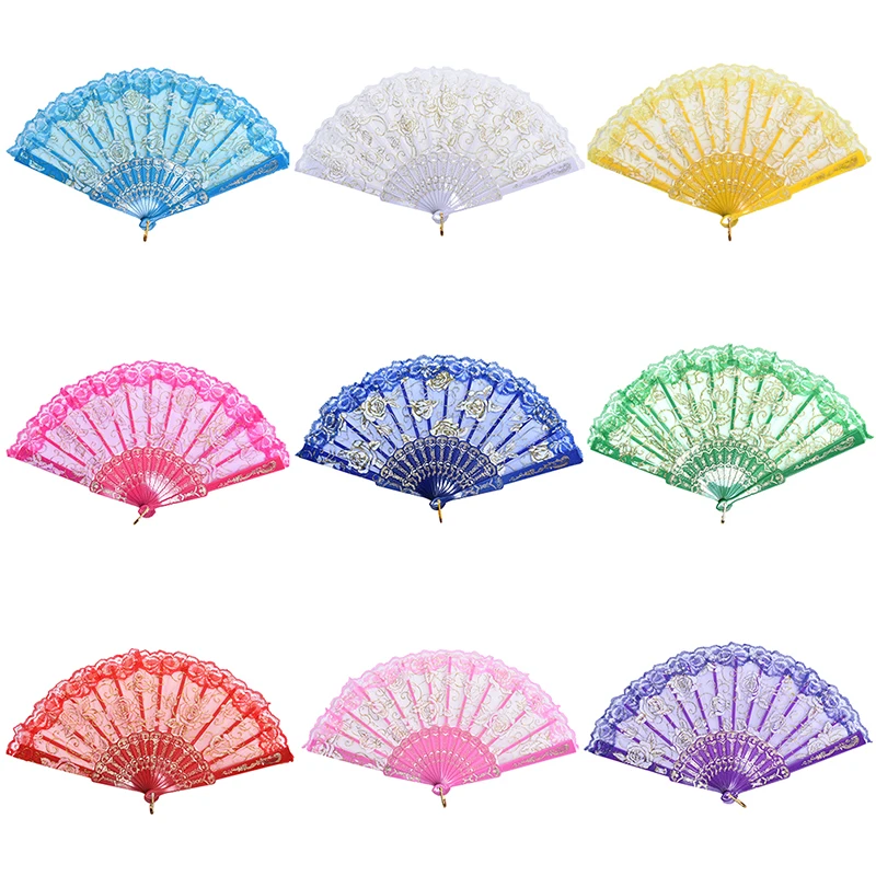 

Dance Party Wedding Lace Folding Hand Held Flower Fan