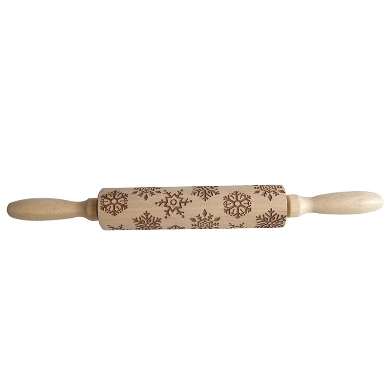 

Wooden Christmas Printing Rolling Pin Carving Embossed Christmas Cookie Dough Crafts