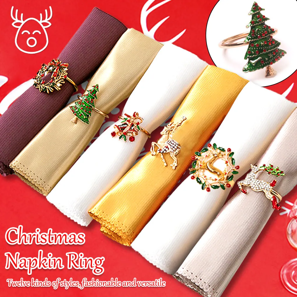 

Christmas Stainless Steel Napkin Ring Xmas Portable Paper Tissues Holders Banquet Dining Table Decoration Restaurant Ornament