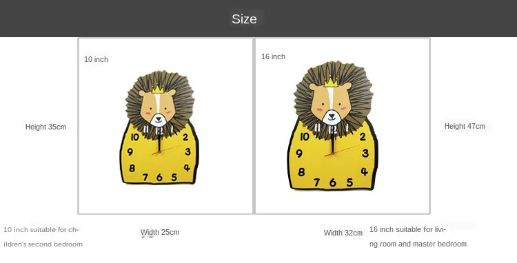 

Creative Cute Cartoon Northern Lion Hanging Clock Household Cool Fashion Simple Decoration Mute Quartz Clock Household