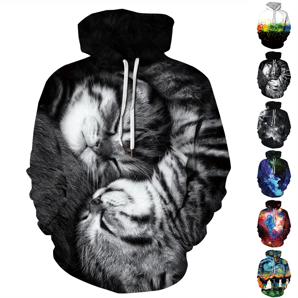 

Свитшот VICABO мужской, уличная одежда, худи с разноцветным принтом, Свободный Повседневный пуловер, толстовки с длинным рукавом, топы на осень