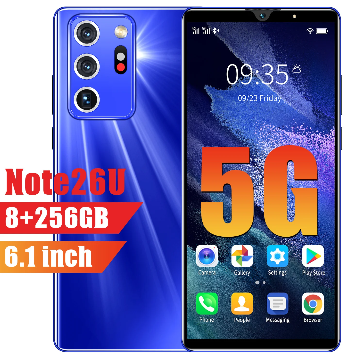 

Note26U 6.1 Inch 8+128GB Dual SIM+Micro SD Fingerprint Unlock Smartphones 16+32MP 4G LTE 5G 4800mAh Andriod 10.0 Mobile Phones