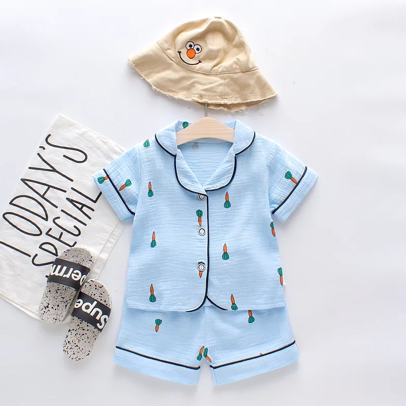 Пижамные комплекты для мальчиков и девочек с редисом новая летняя хлопковая