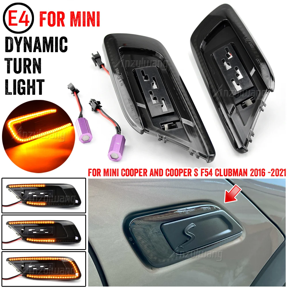 

For Mini Cooper F54 Clubman 2015 2016 2017 2018 2019 2020 Dynamic LED Side Fender Marker Light Flashing Sequential Turn Signal