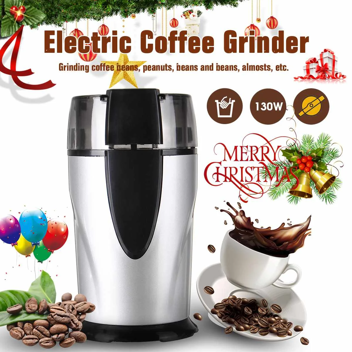 

Electric Coffee Grinder Spice Maker Stainless Steel Blades Coffee Beans Mill Herbs Nuts Cafe Home Kitchen Tool EU Plug