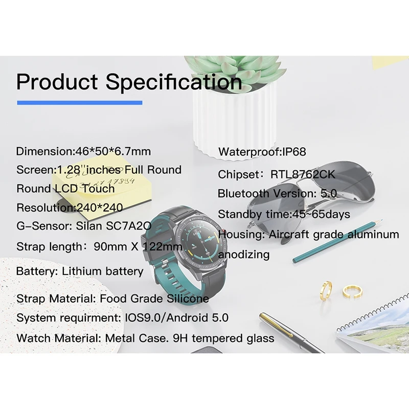 

Smart Watch Heart Rate Blood Pressure Monitor Bracelet IP68 Waterproof Sports Smart Watch for Men Women