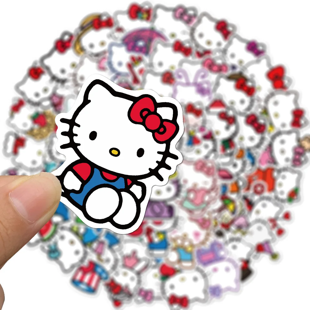 Sanrio-pegatinas de gatito Hello, decoraci&oacute;n artesanal, equipaje, port&aacute;til, monopat&iacute;n, bicicleta, grafiti impermeable, pegatina kawaii-4