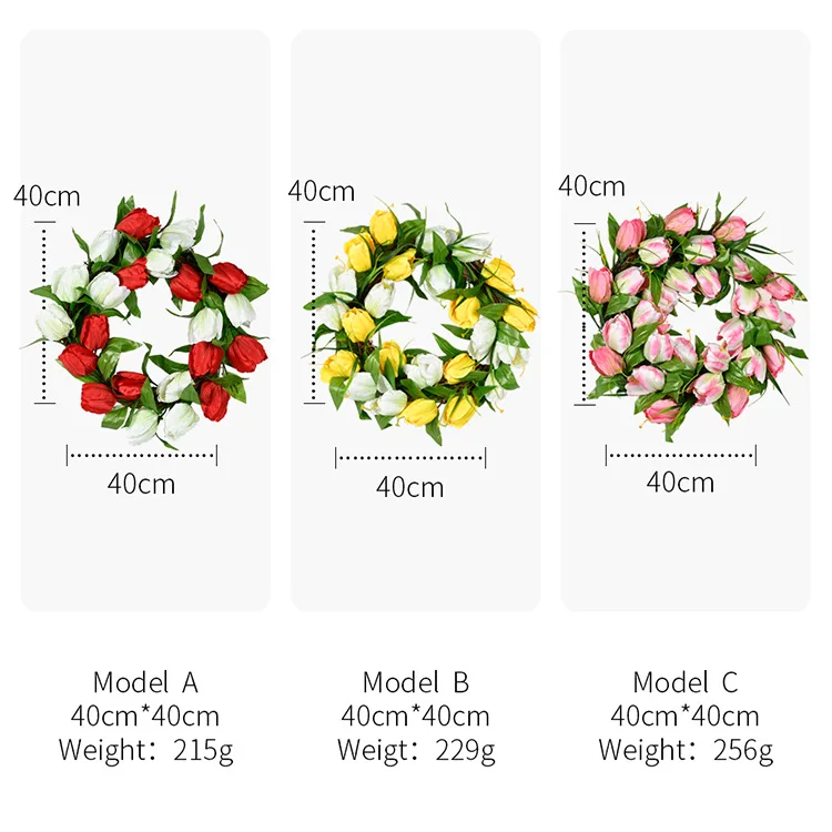 

Artificial Tulip Wreath 3 Style Garland Wedding Photo Simulation Flowers Fake Tulip Wreath Flowers Wall Decor Home Door Decor