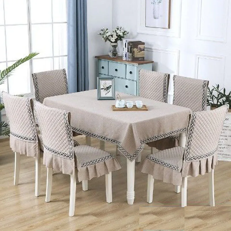 

Plaid Pattern Tablecloths Set Waterproof Modern Style Kitchen Hotel Table Cover Dustproof Dinning Table Cloth Chair Cushion New