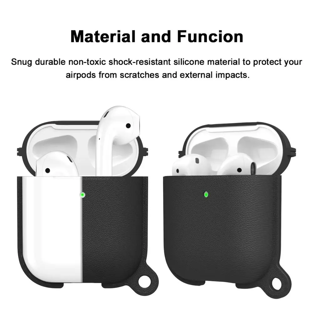 Стиль Litchi Мягкий силиконовый чехол для Airpods 1 2 чехол противоударный полный защитный чехол для Airpods чехол с крючком