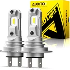 AUXITO 2021 Новый H7 светодиодный бесвентиляторный беспроводной мини-размер дизайн для автомобильных фар CSP светодиодный 6500K белый угол луча 360 градусов