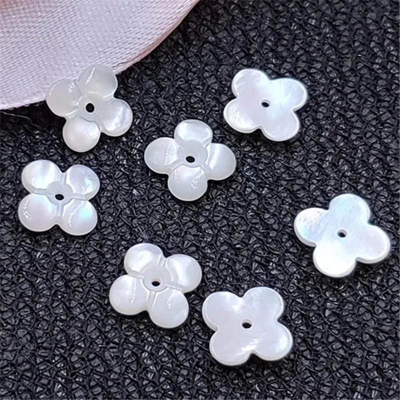Carved MOP White Shell Black Stone 4 Petals Flower Cabochons 12.5x12.5mm Women Necklace Bracelet Earrings Jewelry Making | Украшения и