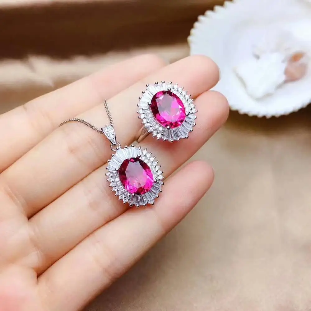 Shilovem серебро 925 пробы натуральный розовый топаз кольца подвески хорошее
