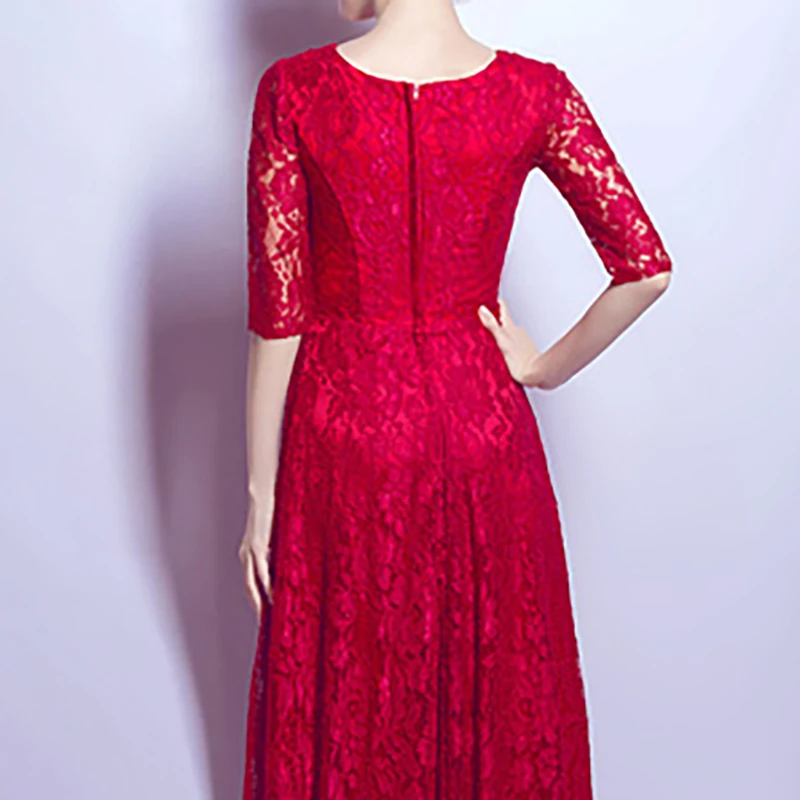 

Evening Dresses Illusion V-Neck Embroidery Beading Crystal Lace Tulle Luxury Half Floor-Length A-Line Women Formal Gown TS670