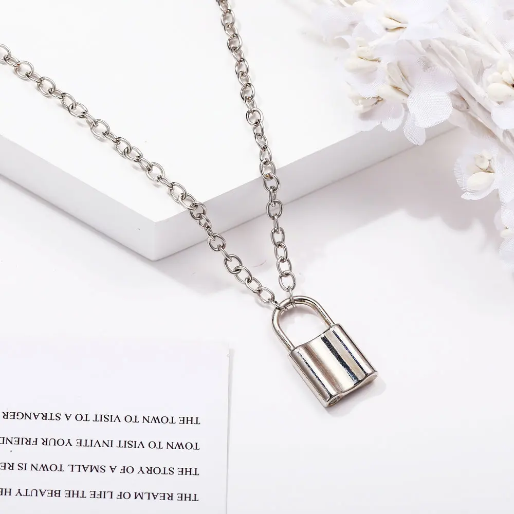 Цепочка с подвеской-замком для мужчин и женщин креативный кулон золотистого