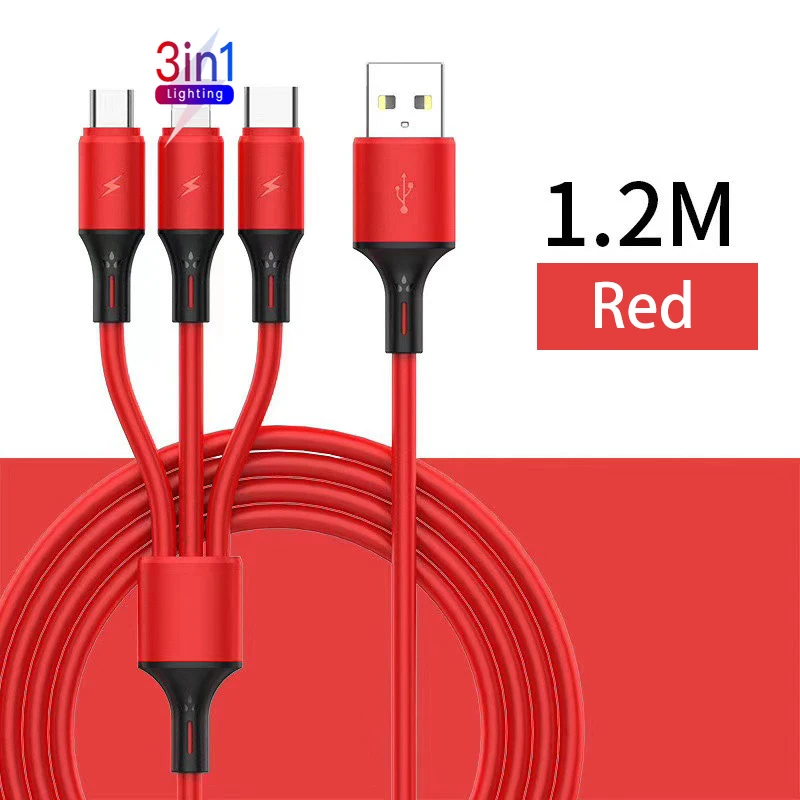 Ahmtdndn 3 в 1 USB кабель для быстрой зарядки типа C iPhone 11 Pro Xr Xs 8 7 6S Plus Samsung Xiaomi зарядное
