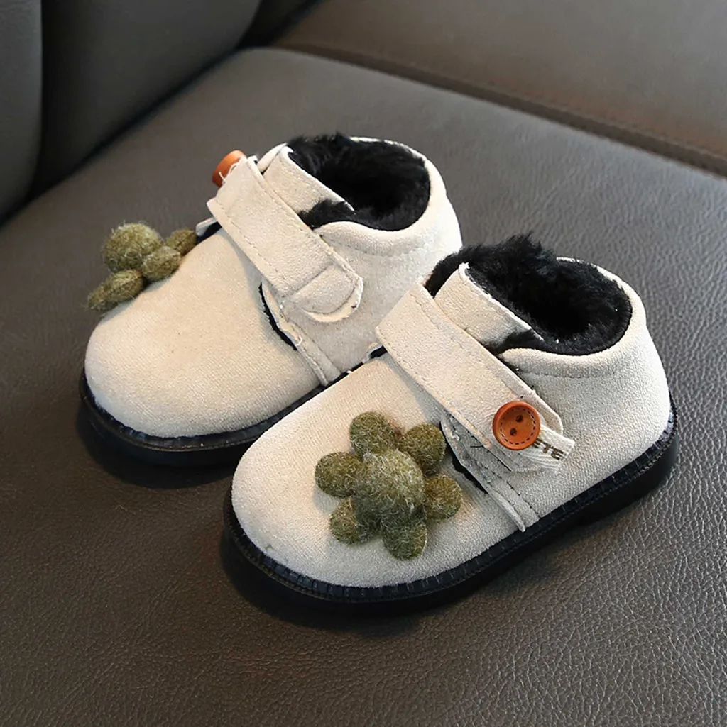 Детские ботинки для маленьких девочек спортивные короткие Повседневная Теплая