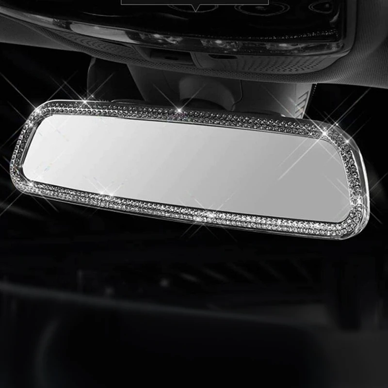 

Car Diamond Interior Rearview Mirror Frame Rhinestones Decals Cover for Mercedes-Benz C-Class C300 GLC W205 2015-2019