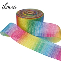 ibows 2yards 3 75mm rainbow organza ribbon printed ribbon for diy hair bows accessories flower craft gift package decorations