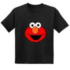 Забавная детская футболка с мультяшным принтом Улица Сезам Elmo, летняя детская одежда с коротким рукавом, хлопковые футболки для маленьких мальчиков и девочек