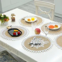 woven coaster ins wind nordic placemat home kitchen dining table potholder jute placemat decoration shooting props vase mat