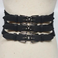 1pc vintage 3 straps belts women lady fashion soft faux leather elastic belt self tie wrap waist for mujer dress slimming corset