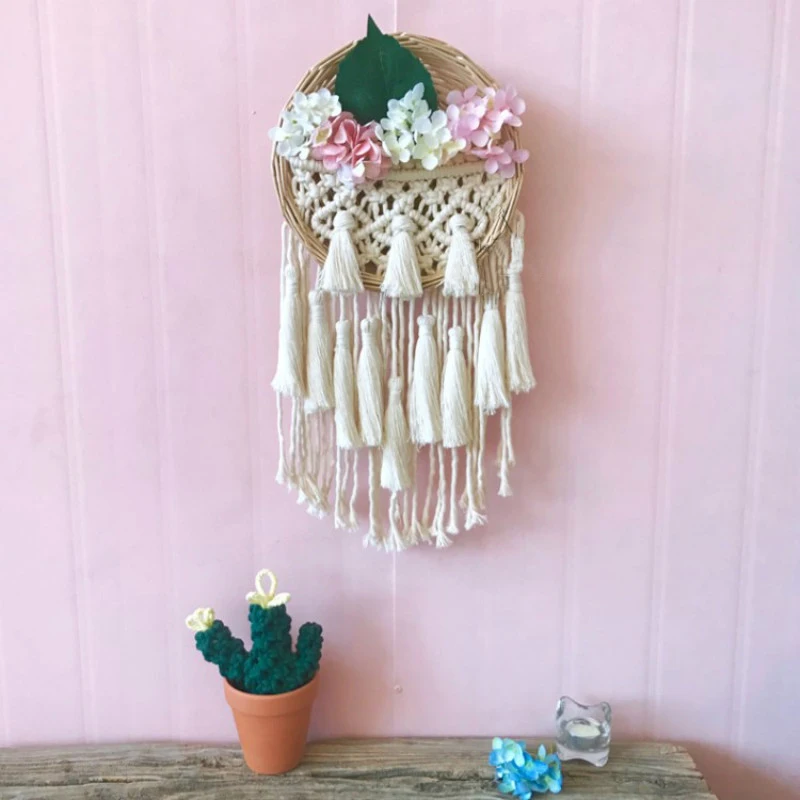 Ins фон для комнаты гобелен из макраме тканая корзина цветочный горшок ротанговый