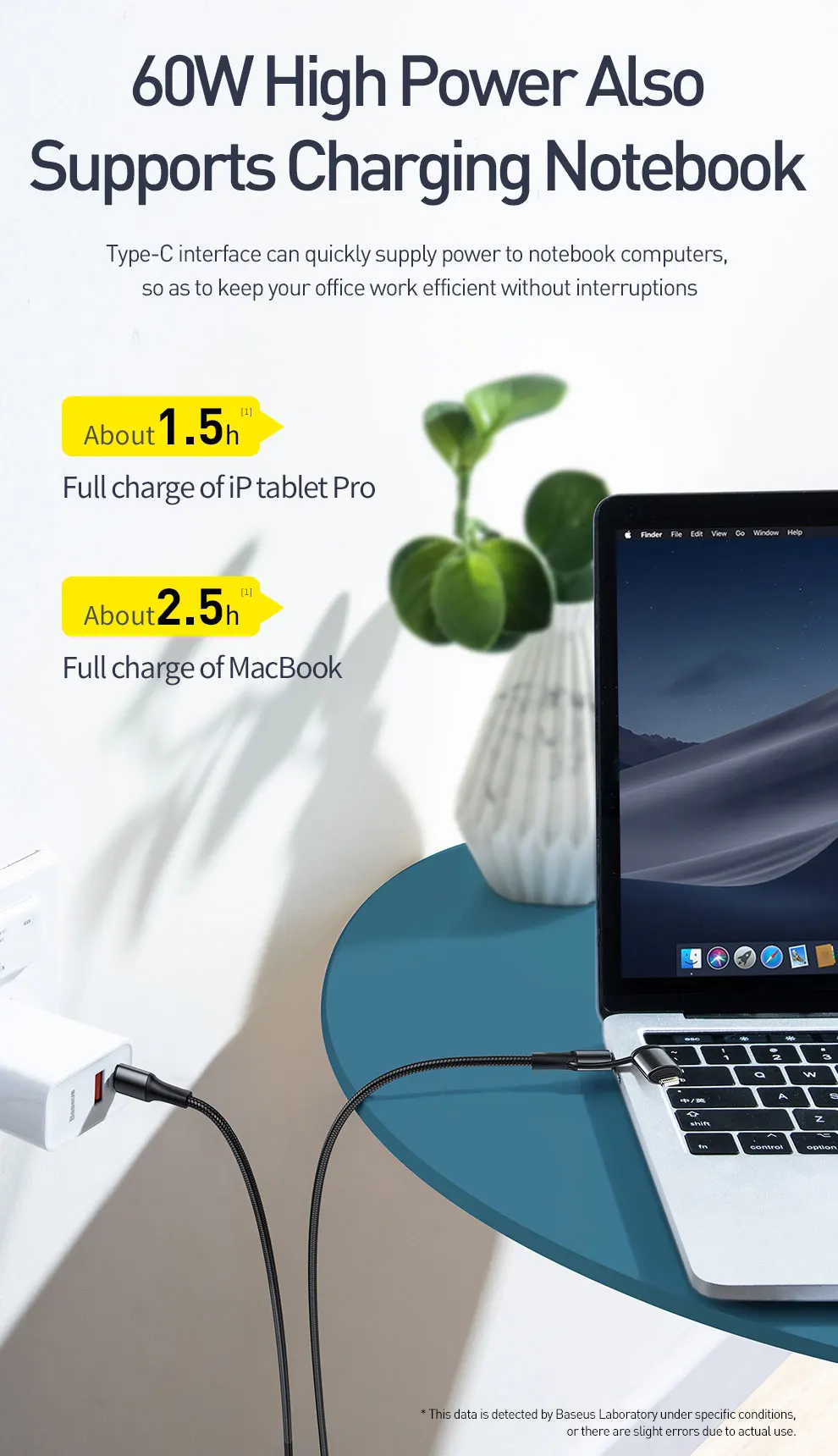 Baseus 60 Вт usb type-C кабель для iPhone 11 Pro Max Xs Max X USB-C кабель PD Быстрая зарядка зарядное устройство USB кабель 2 в 1 кабель провод шнур