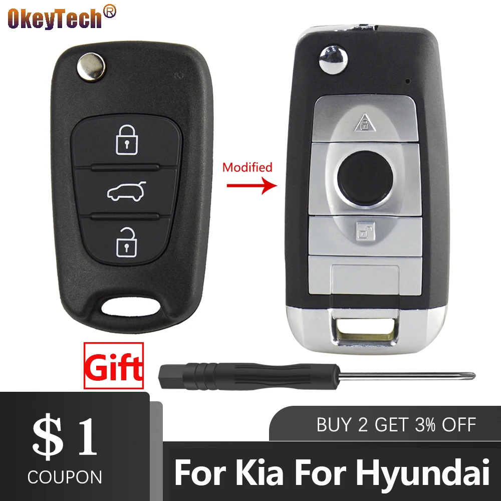 

OkeyTech Car Modified Remote Control Key Shell For Kia sportage Picanto 3 rio k2 K5 Cerato Ceed Soul For Hyundai I30 ix35