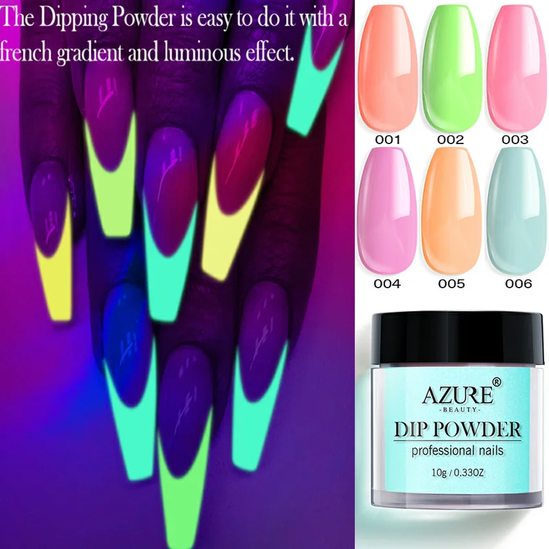 Azure beauty 6 шт./лот светящийся порошковый флуоресцентный эффект в темноте пудра для