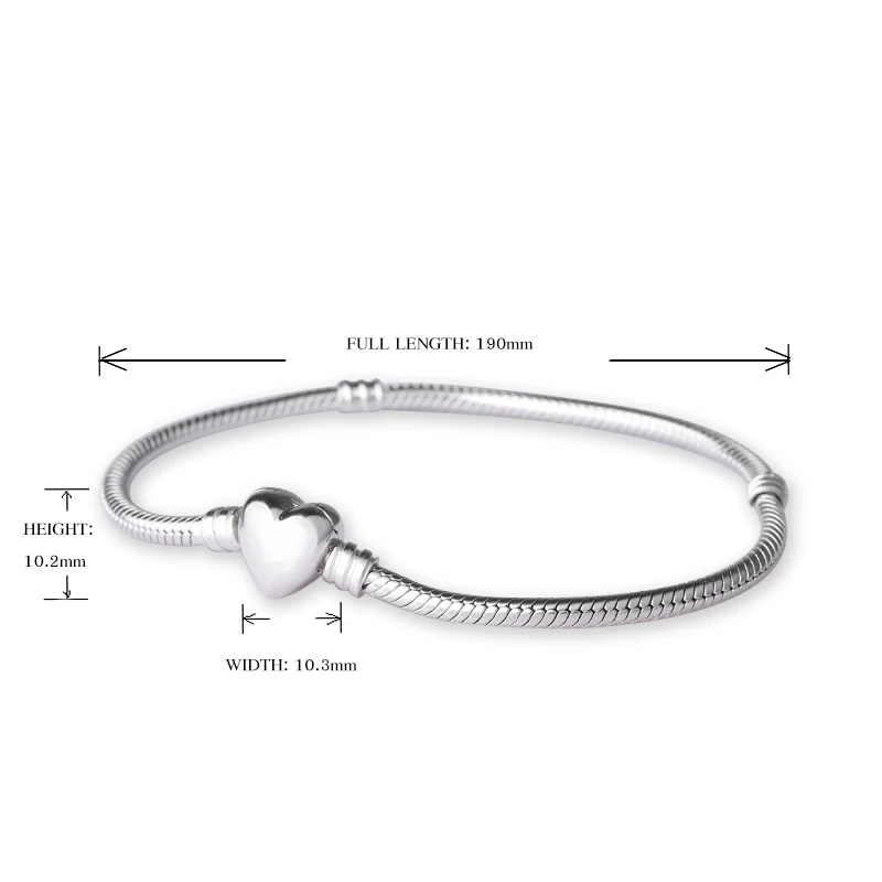 Strollgirl люкс 100% стерлингового серебра 925 пробы змея цепи DIY Pandora Шарм Аутентичные