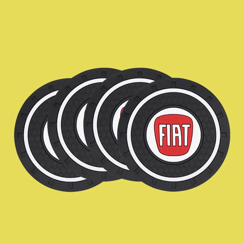 

Car 70mm is suitable for FIAT- logo round water cup anti-skid pad creative modification storage mat car anti-skid pad interior