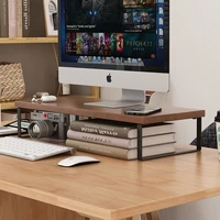 new simple and modern desktop computer increased rack monitor raised desk storage rack