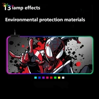 spiderman led light gaming mouse pad rgb keyboard cover non slip rubber base computer carpet desk mat pc game mouse pad
