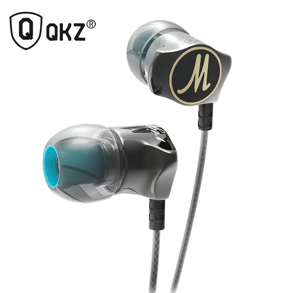 

QKZ DM7 earphone in-ear heavy bass metal band mic earphone fashion wire control fever HIFI earphone earplugs