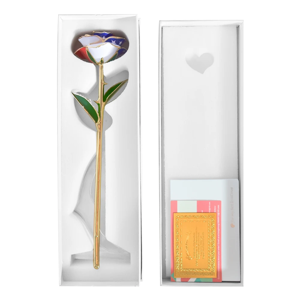 Американский флаг 24 к Золотая розовая Длинная с длинным стволом Искусственные