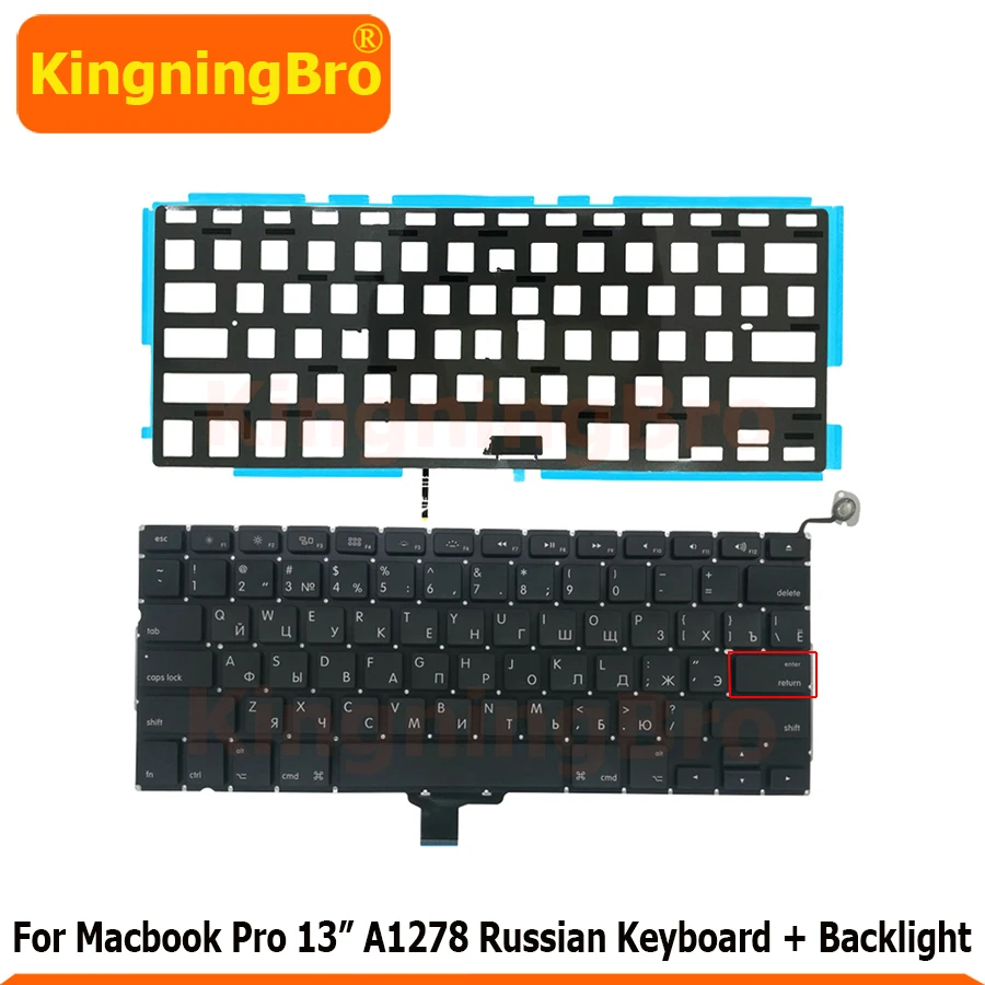 Новая клавиатура A1278 для MacBook Pro 13 &quotРусская с подсветкой US Enter 2009 2010 2011 2012