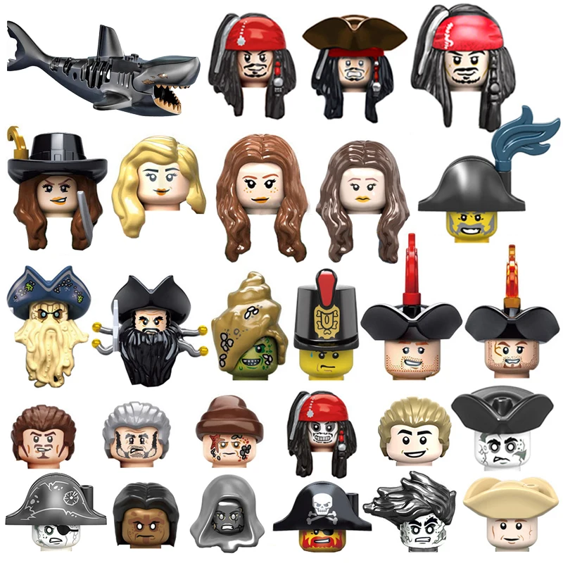 Фигурки героев фильма MOC Single Карибские акулы Пираты капитан Джек голова Салазар