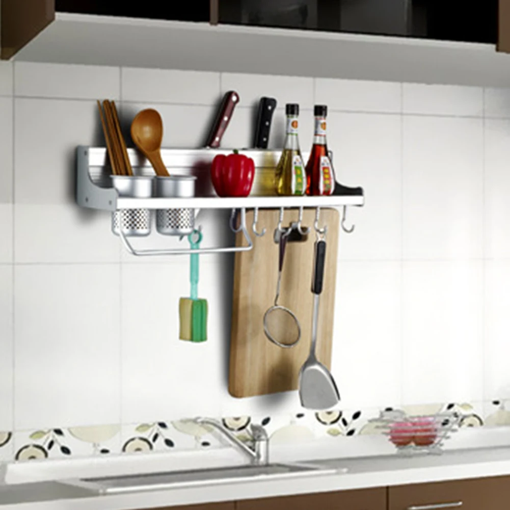Алюминиевая Полка для кухни кухонная посуда крюк инструментов полка хранение на