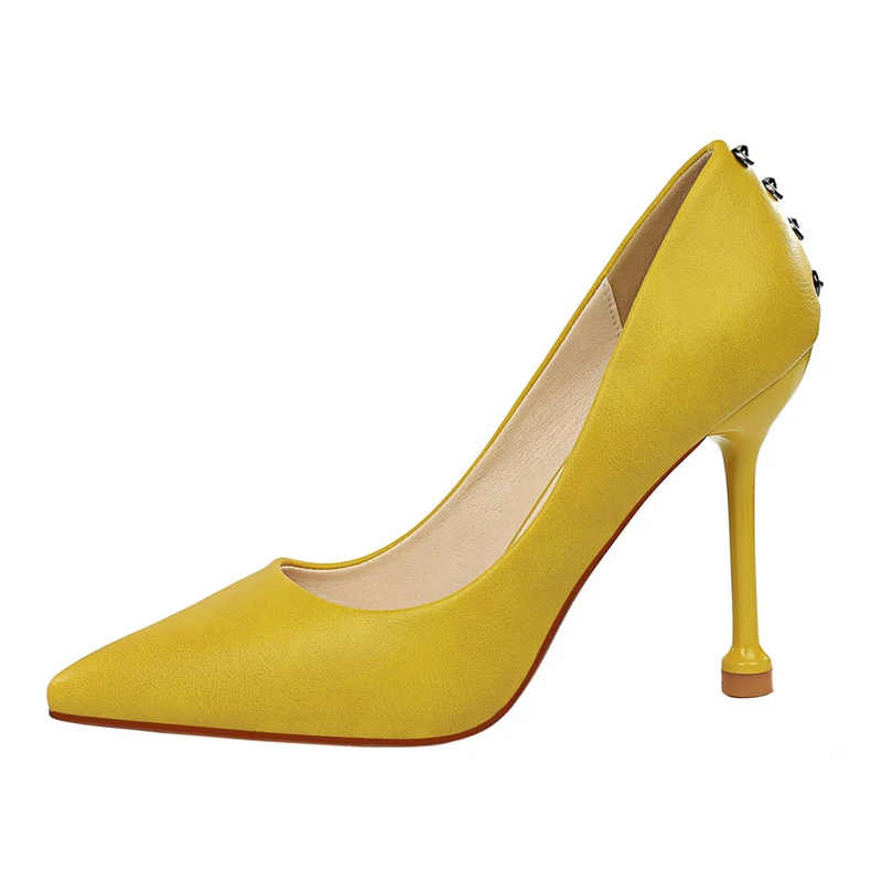 Модные простые туфли в европейском и американском стиле на очень высоком каблуке