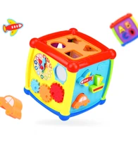 multifunctional musical toys toddler educational baby music box activity cube gear clock geometric blocks sorting toys