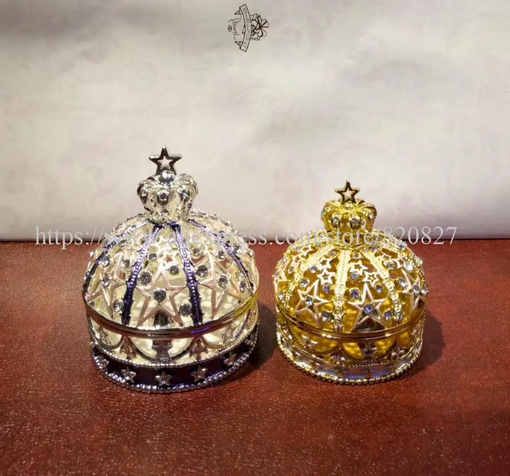 New Star Crown Shape Metal Jewelry Trinket Box Ring Jewerly Box