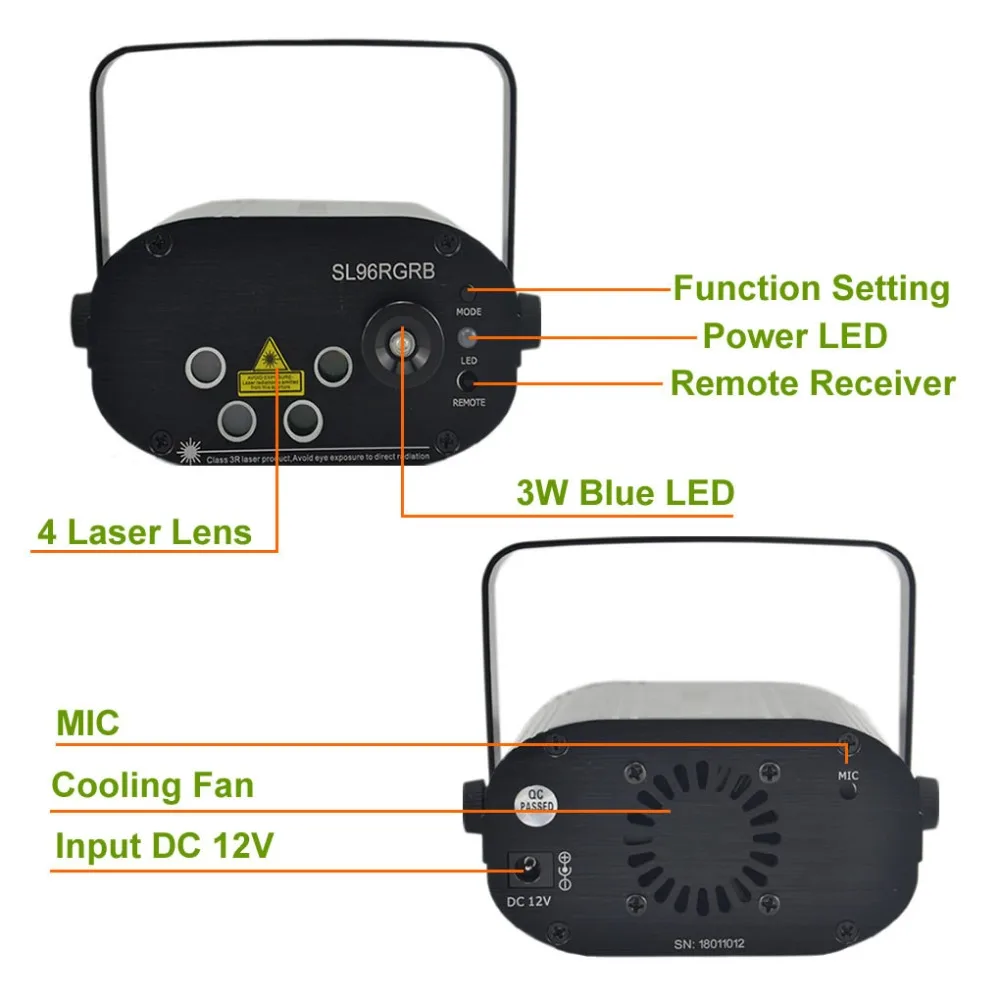 Лазерный проектор 96 Gobos с автоматической регулировкой звука LED лампы для диджея